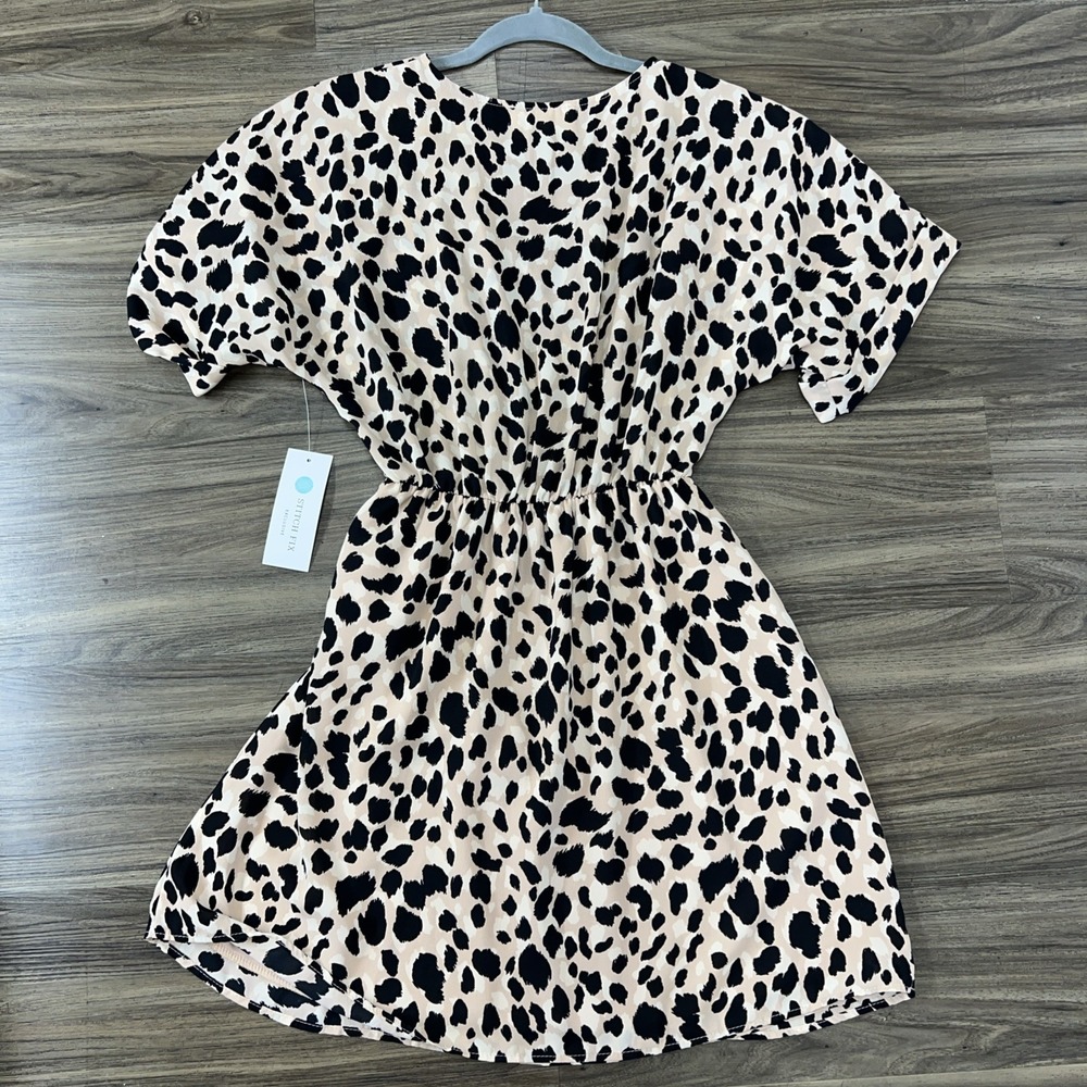 French Grey Animal Print Wrap Dress Sz S - Picture 6 of 6